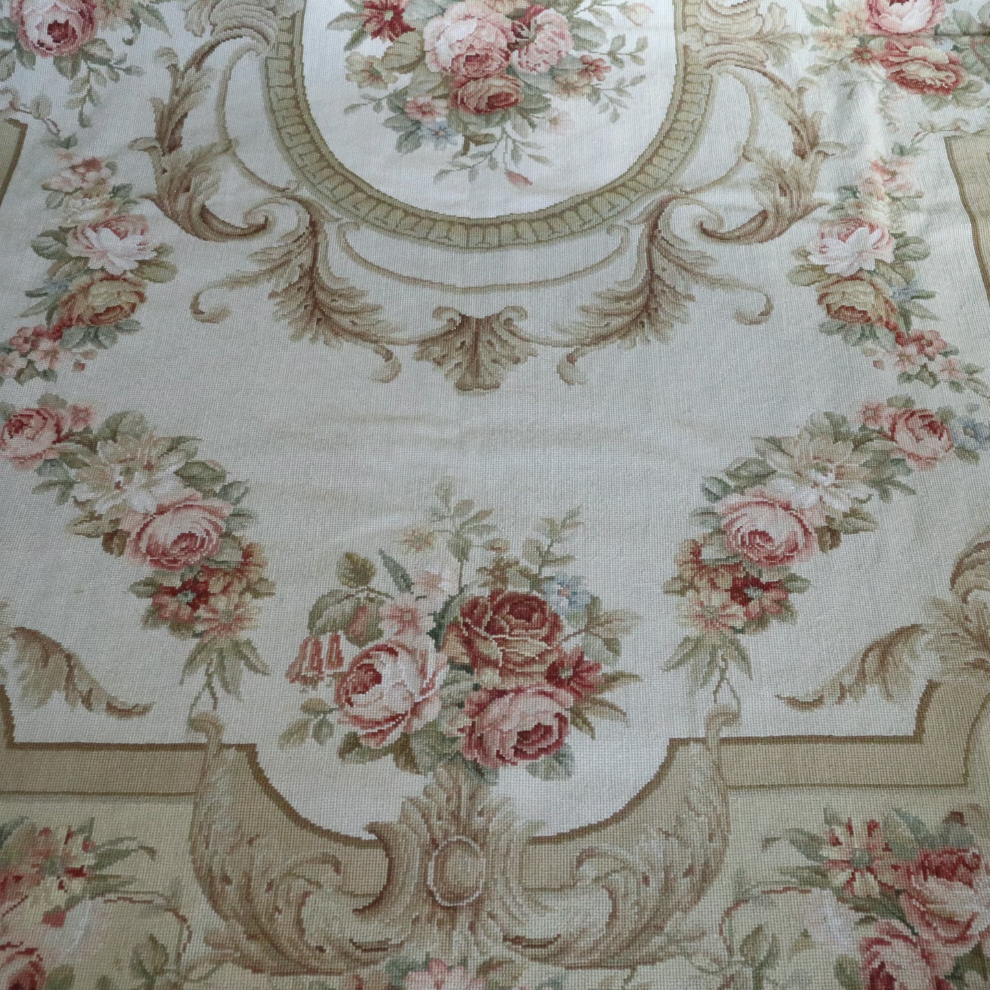 Large Vintage 9' x 6' Aubusson Needlework Rug 20th Century