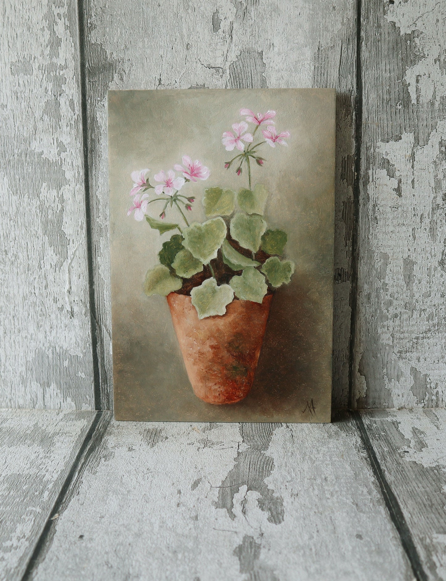 Original Oil Painting From The Potted Floral Collection 'Geranium'