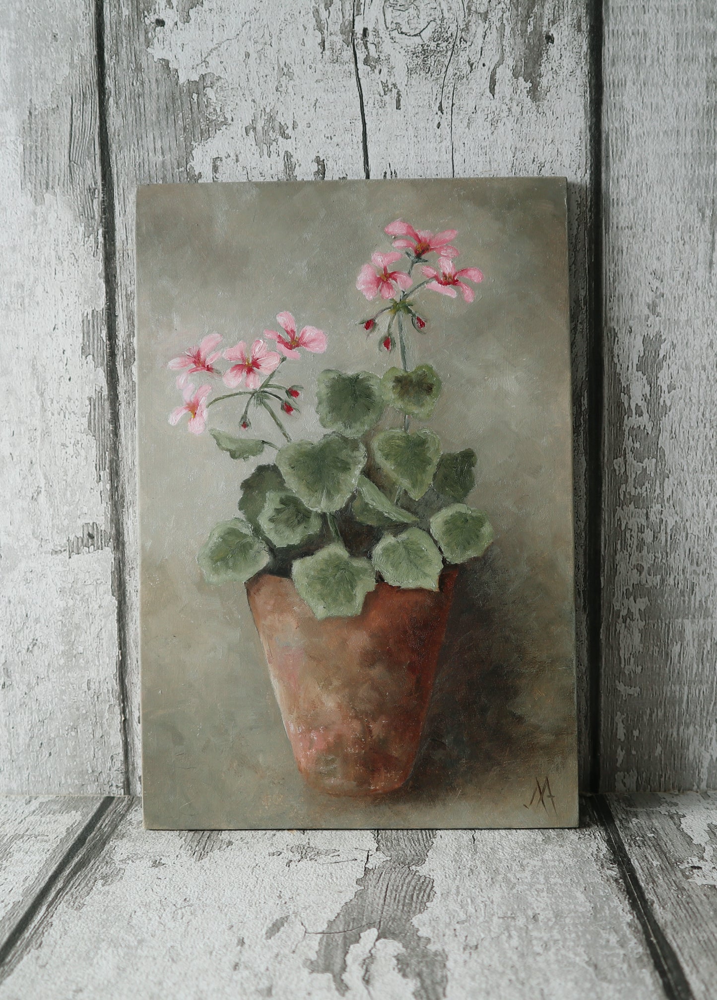 Original Oil Painting From The Potted Floral Collection 'Geranium'