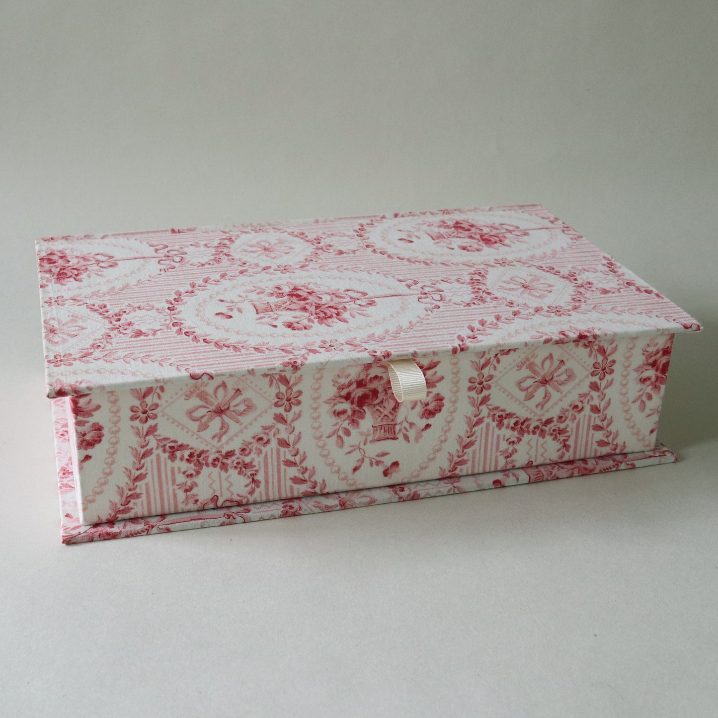 French Vintage Fabric Covered Cartonnage Keepsake Box