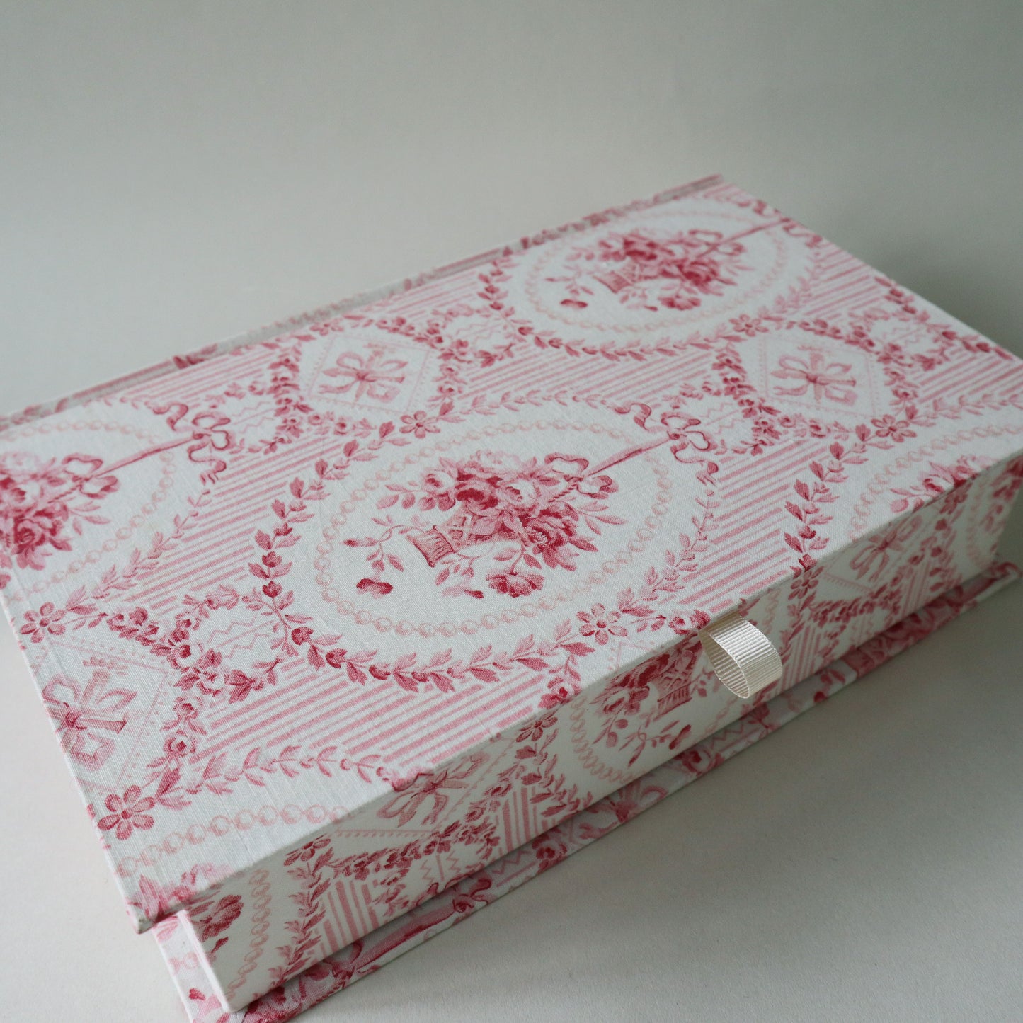 French Vintage Fabric Covered Cartonnage Keepsake Box
