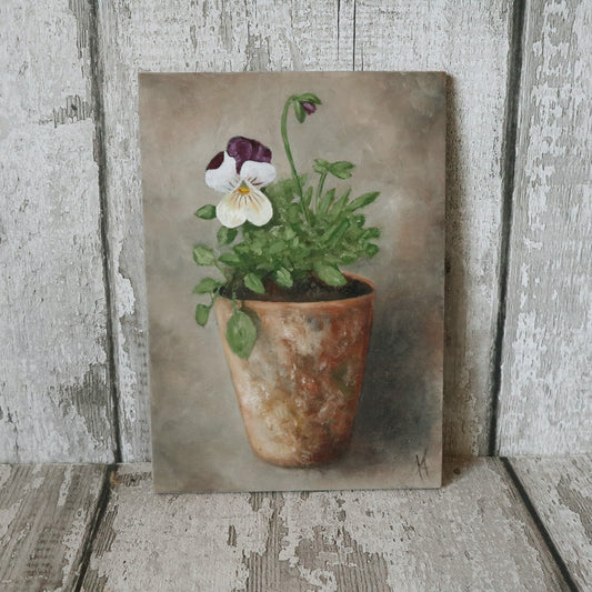 Original Oil Painting From The Potted Floral Collection 'Pansy'