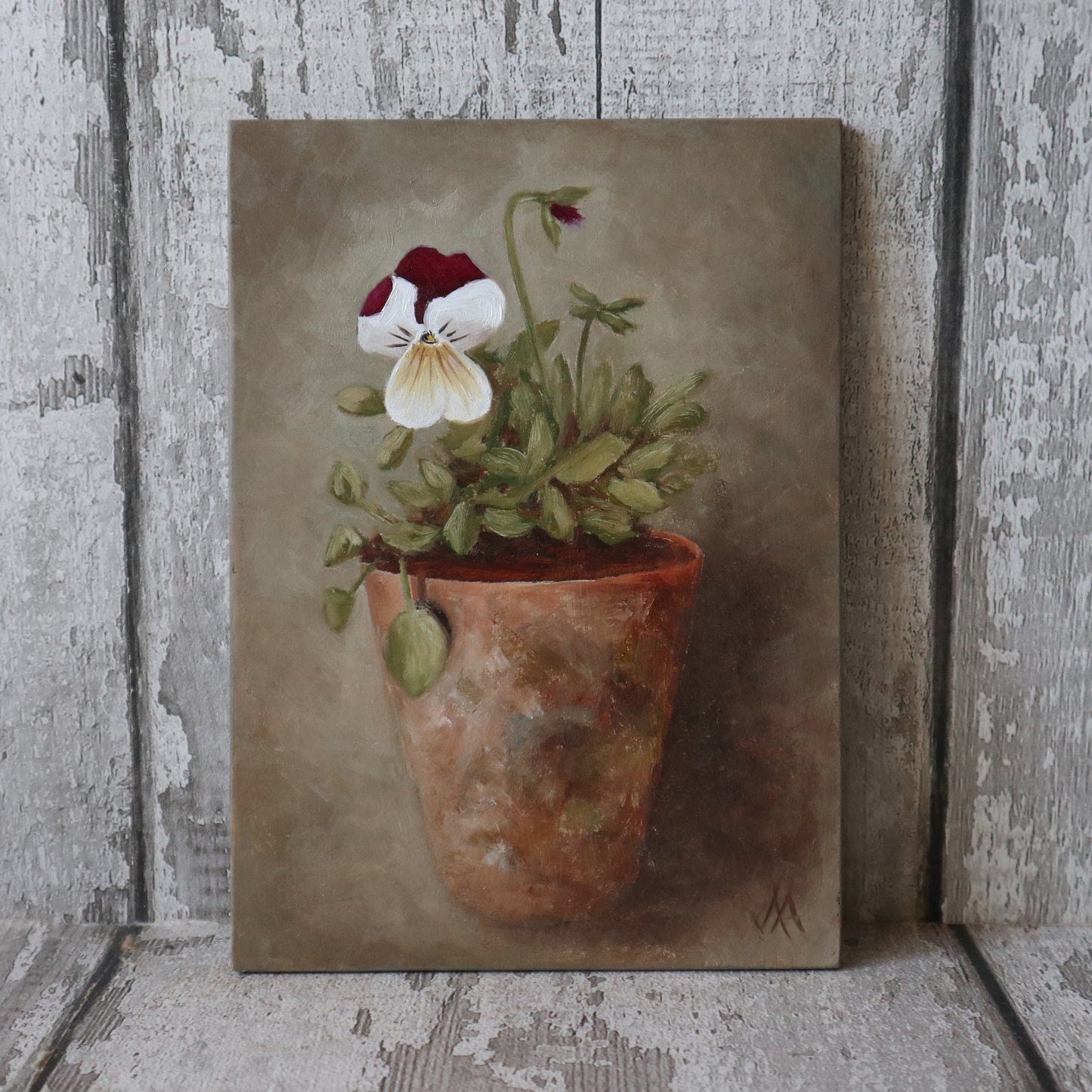 Original Oil Painting From The Potted Floral Collection 'Pansy'