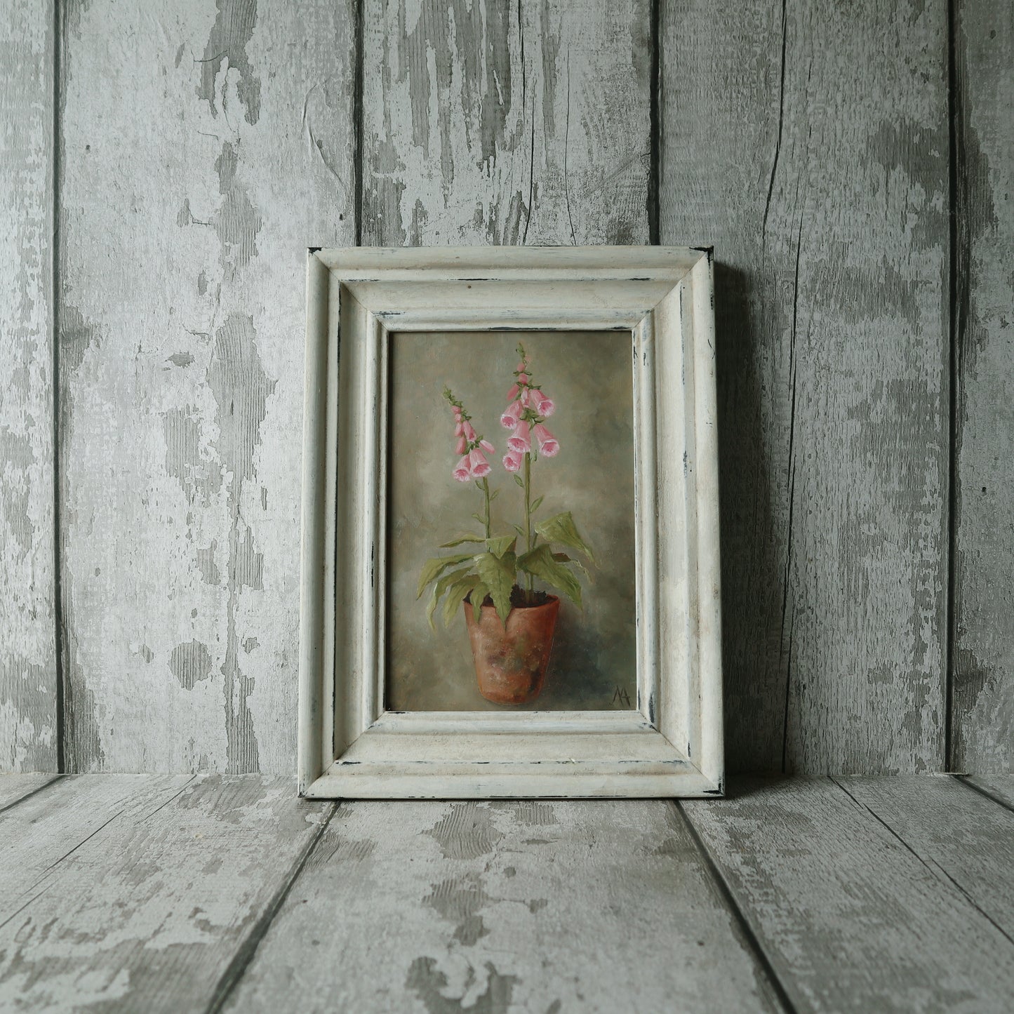Original Oil Painting From The Potted Floral Collection 'Mini Foxglove' FRAMED