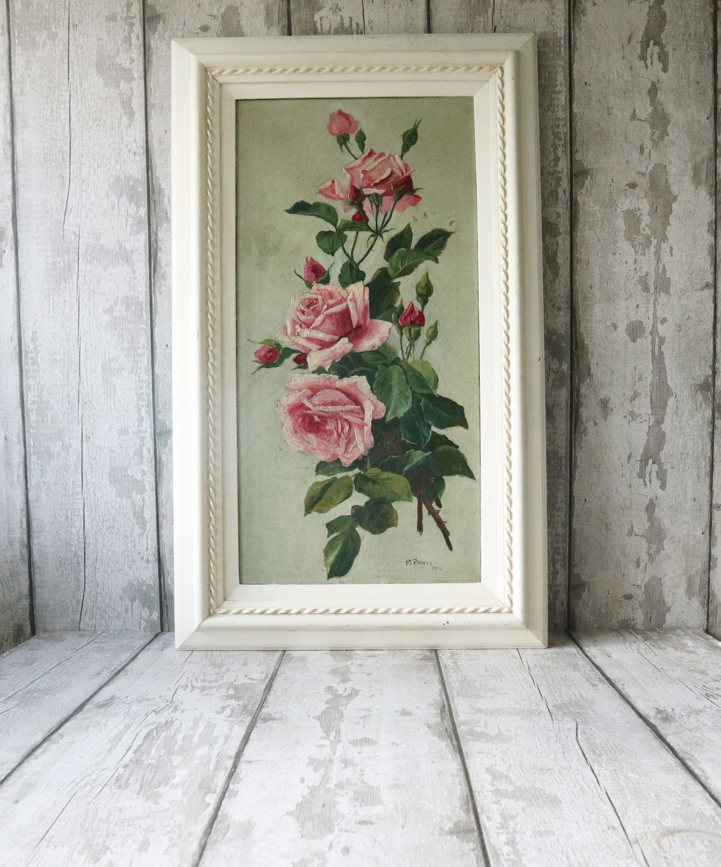 Vintage / Antique Original Oil On Canvas 'Roses' (in the manner of Catherine Klein)