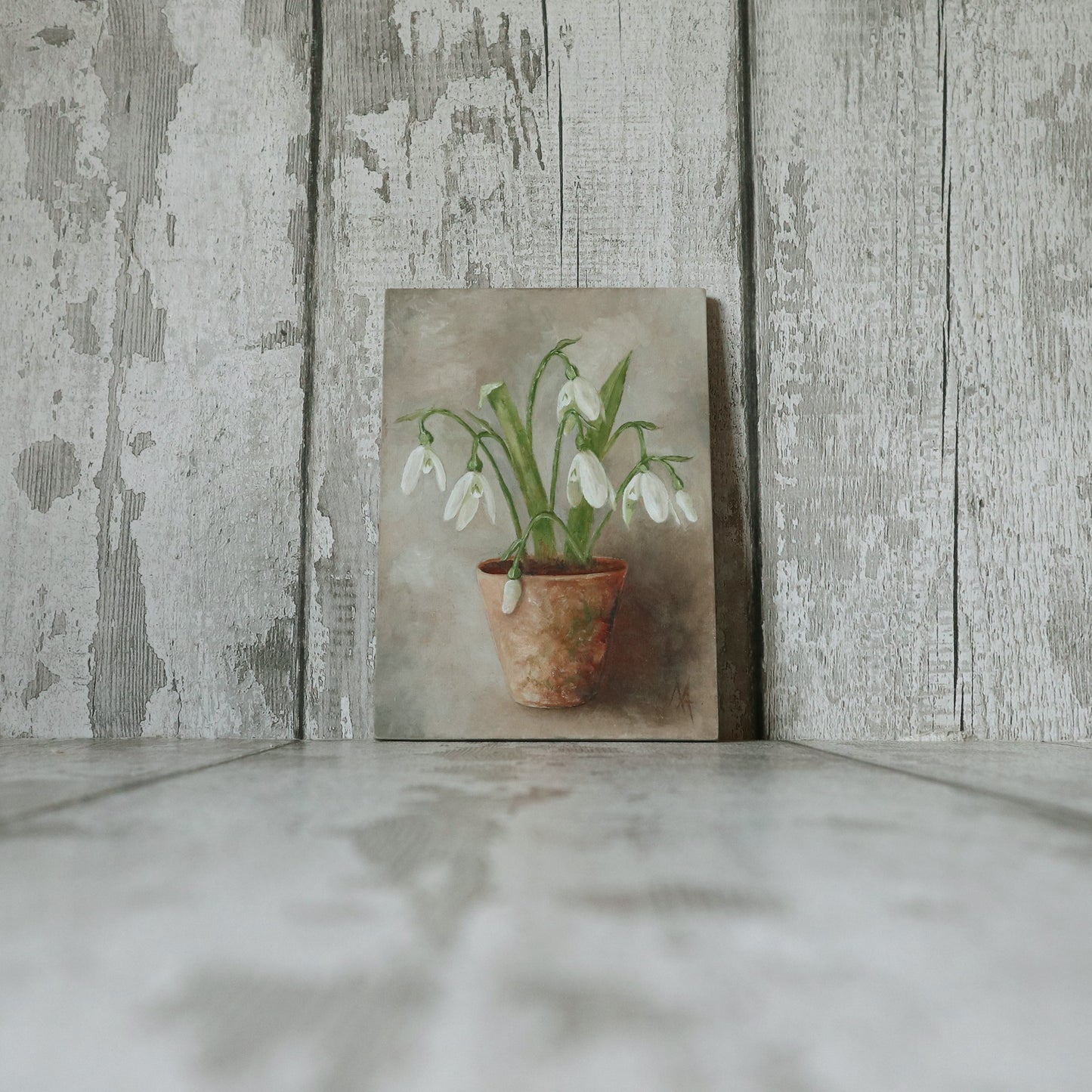 Original Oil Painting From The Potted Floral Collection 'Snowdrops' (un-framed)