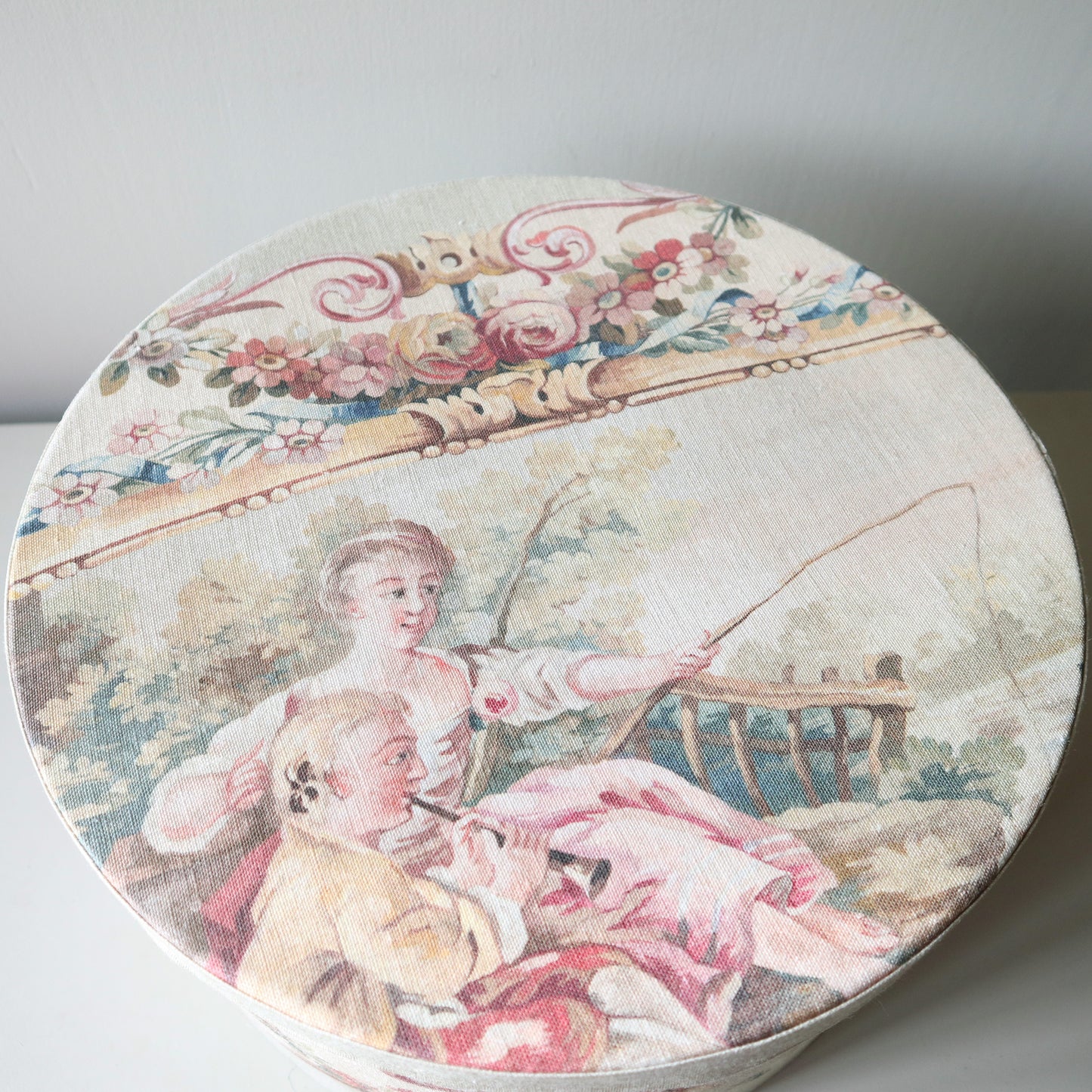 Linen Covered Aubusson Storage Box