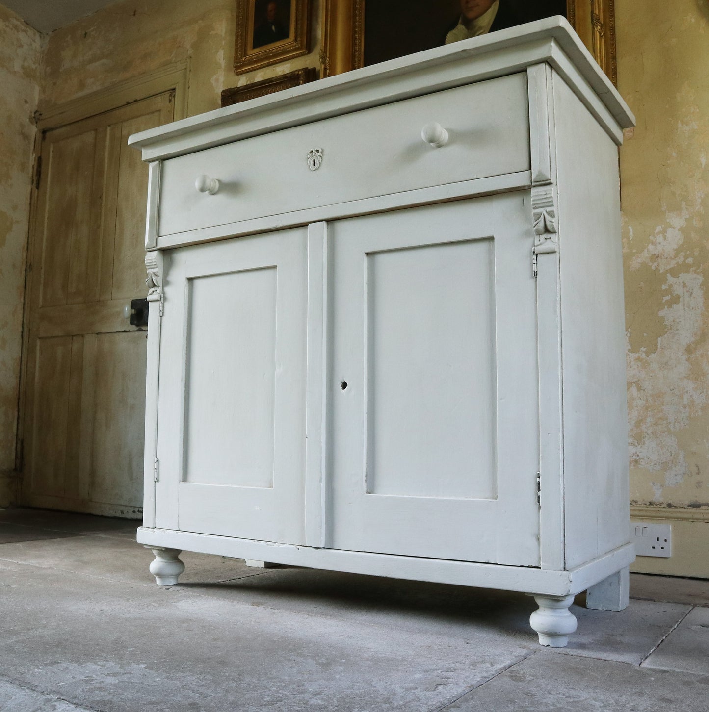 Antique Hungarian Painted Pine Cupboard