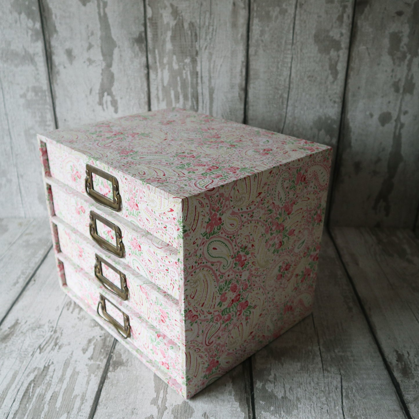 Library Cabinet - Vintage Eiderdown Fabric Covered Chest of Drawers