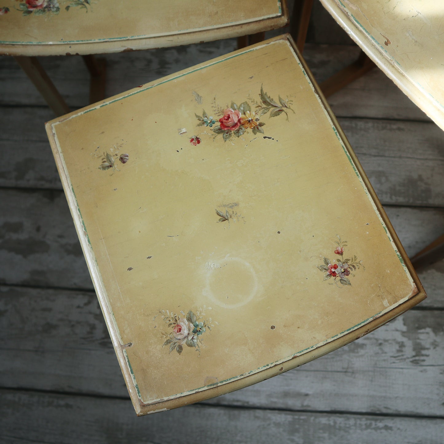 Rare Polychrome Painted Nesting Tables circa 1930's