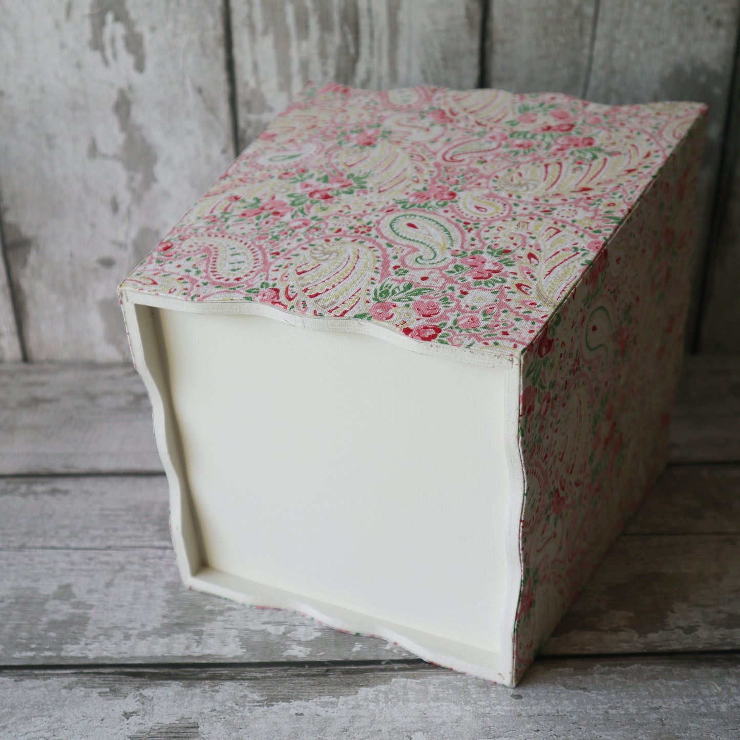 Wooden Fabric Covered Waste Paper Bin / Basket