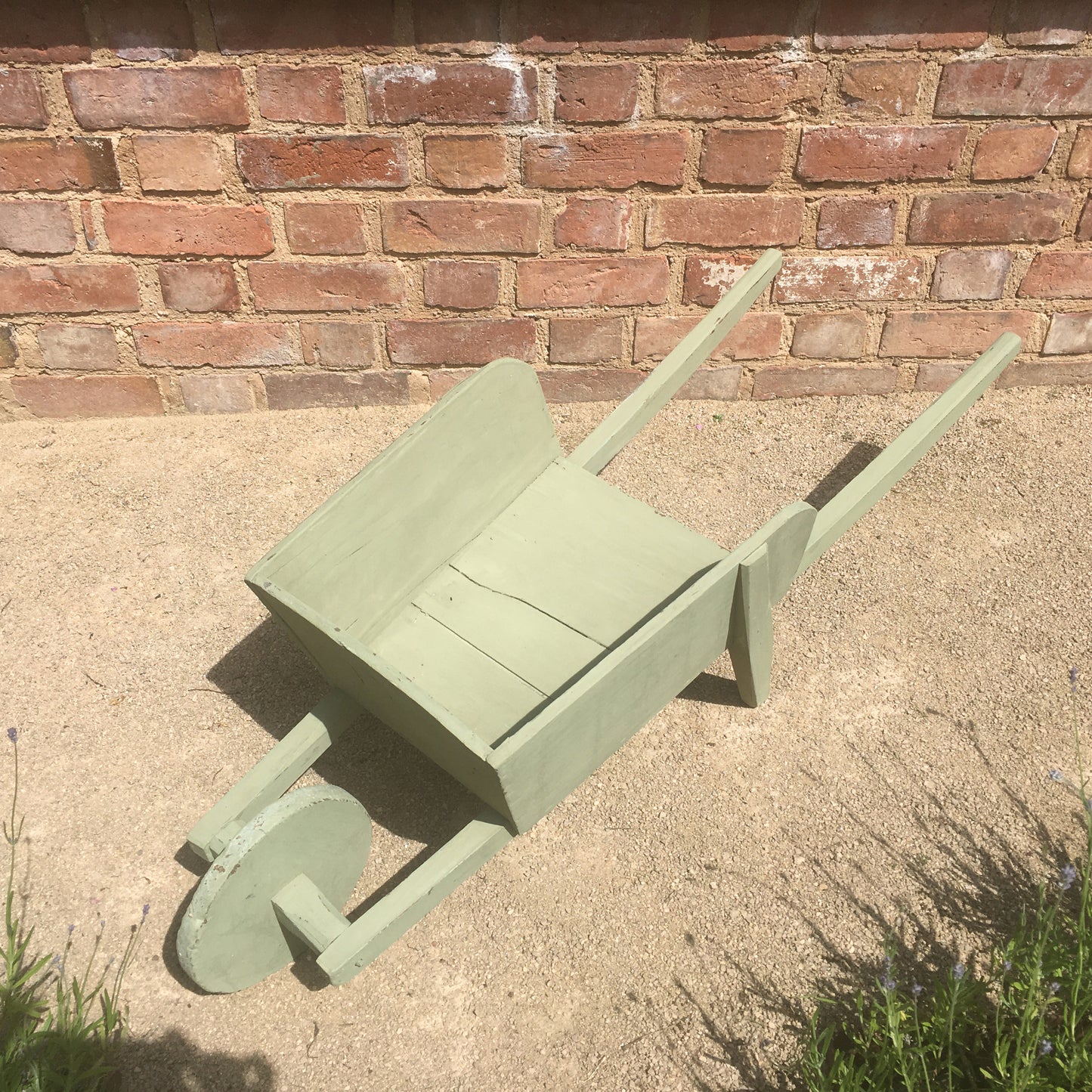 Small Rustic Painted Vintage French Garden Wheelbarrow Planter