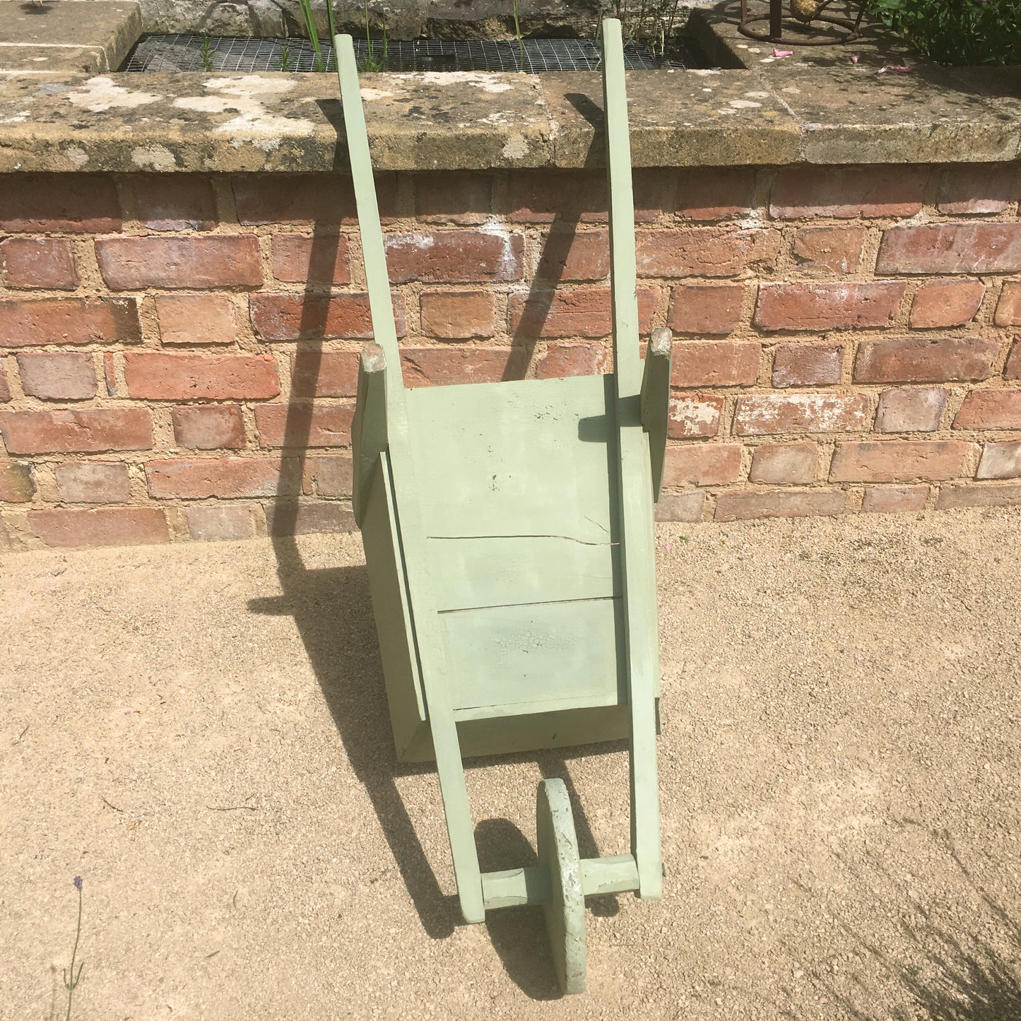 Small Rustic Painted Vintage French Garden Wheelbarrow Planter