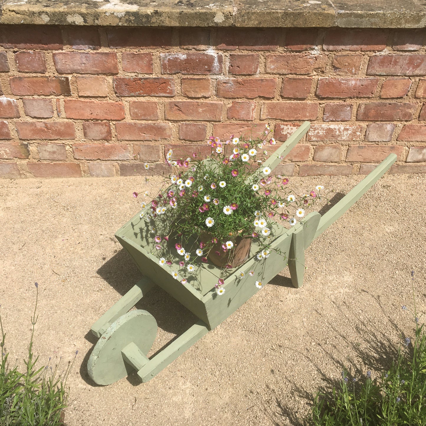 Small Rustic Painted Vintage French Garden Wheelbarrow Planter