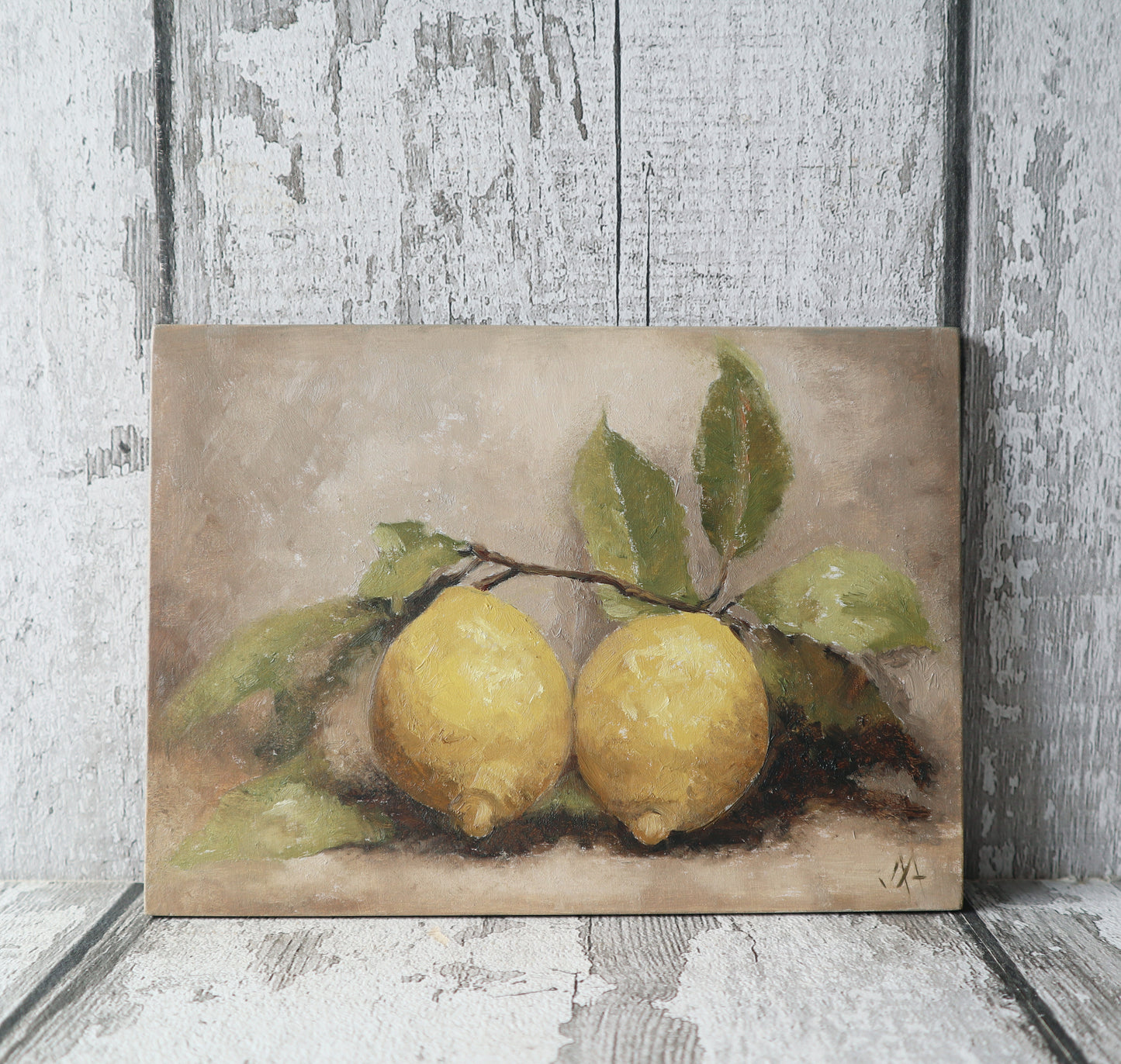 Original Oil Painting - Still Life Study of Amalfi Lemons (light background)