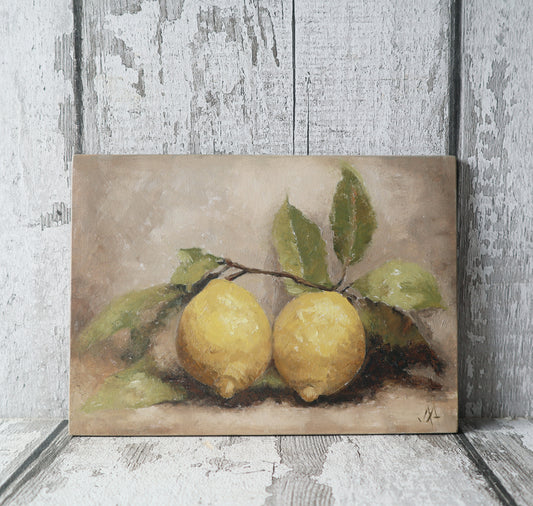 Original Oil Painting - Still Life Study of Amalfi Lemons (light background)