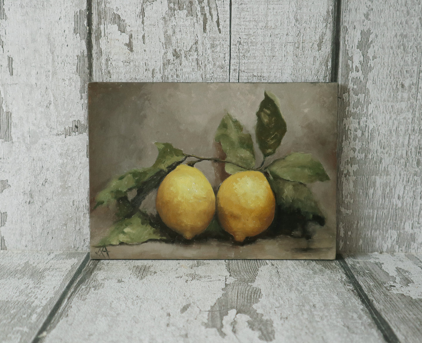 Original Oil Painting - Still Life Study of Amalfi Lemons (light background)