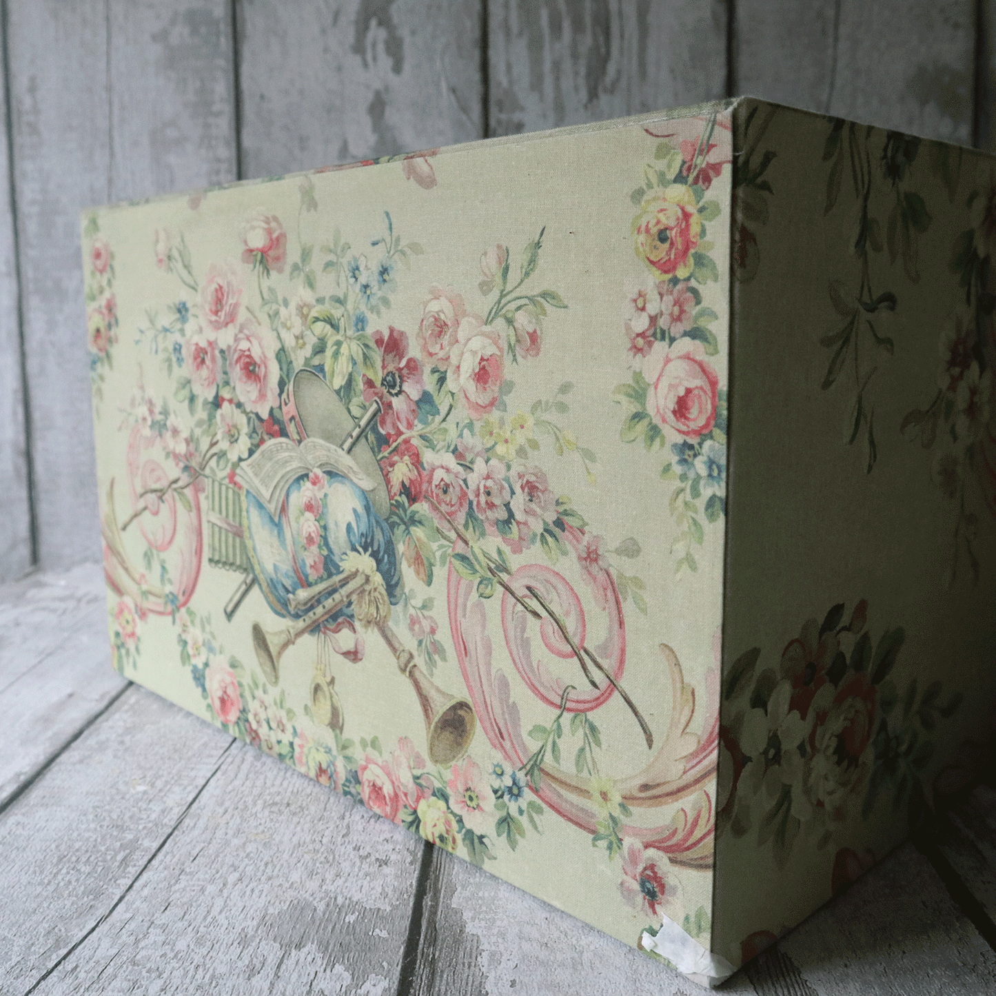 Vintage Library Cabinet - Aubusson Fabric Covered Chest of Drawers