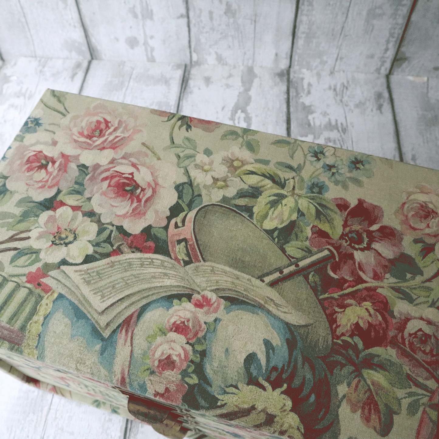 Vintage Library Cabinet - Aubusson Fabric Covered Chest of Drawers