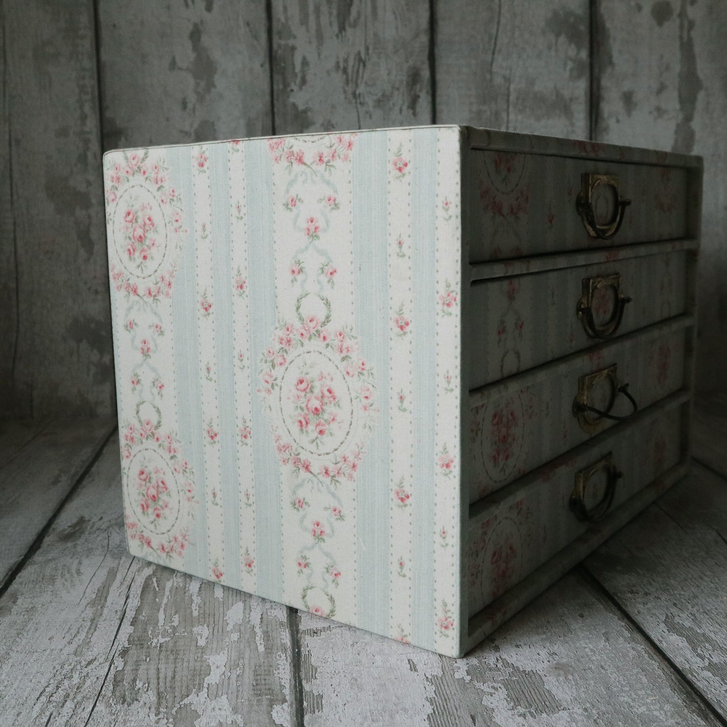 Vintage Library Cabinet - Fabric Covered Chest of Drawers Nº 2