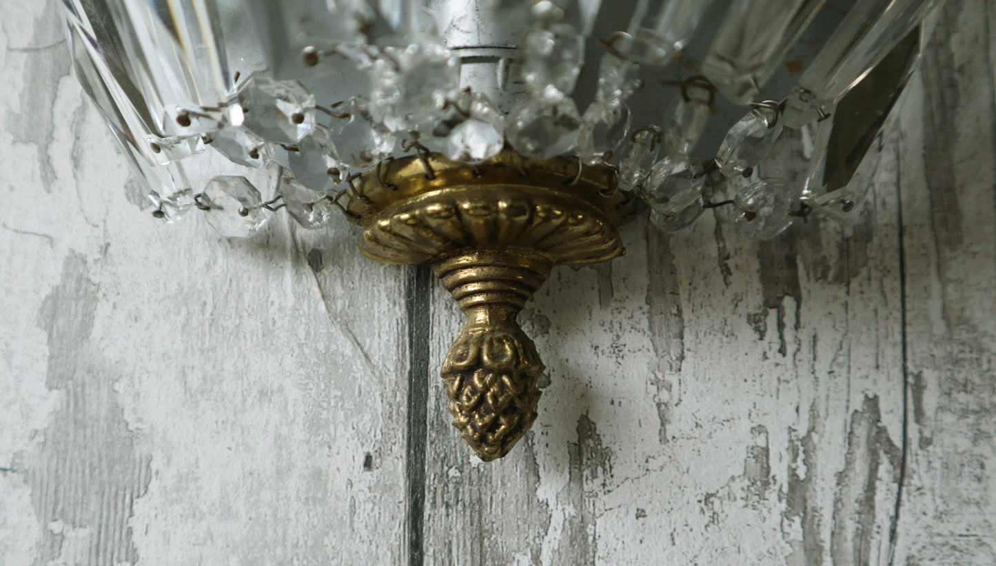 Pair French Demi Lune Vintage Wall Lights Chandeliers - Rewired