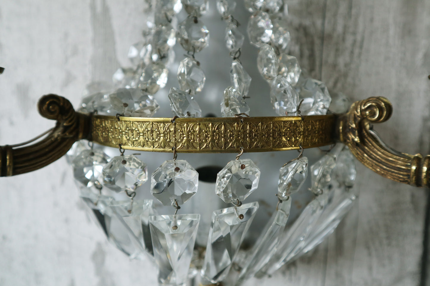 Pair French Demi Lune Vintage Wall Lights Chandeliers - Rewired