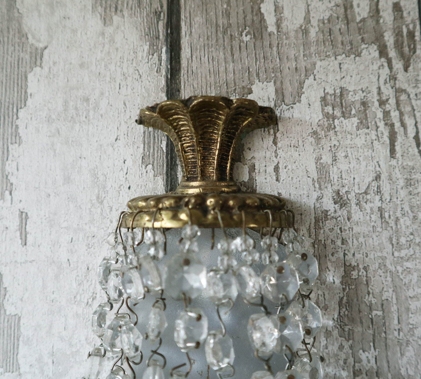 Pair French Demi Lune Vintage Wall Lights Chandeliers - Rewired