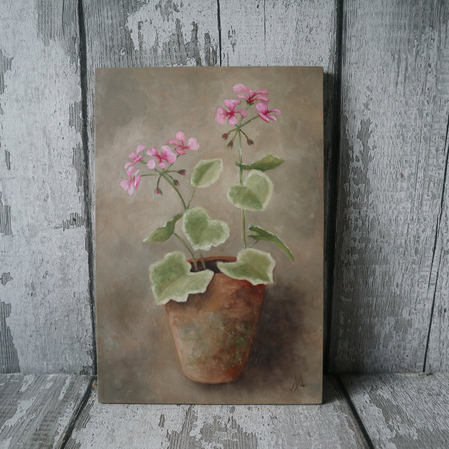 Original Oil Painting From The Potted Floral Collection 'Geranium'