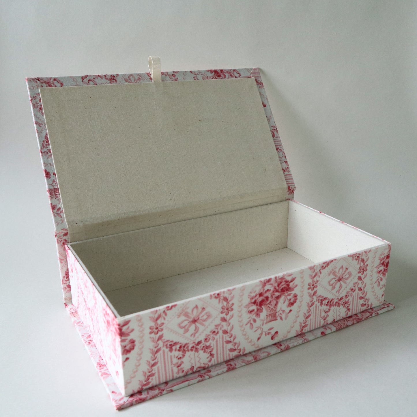 French Vintage Fabric Covered Cartonnage Keepsake Box
