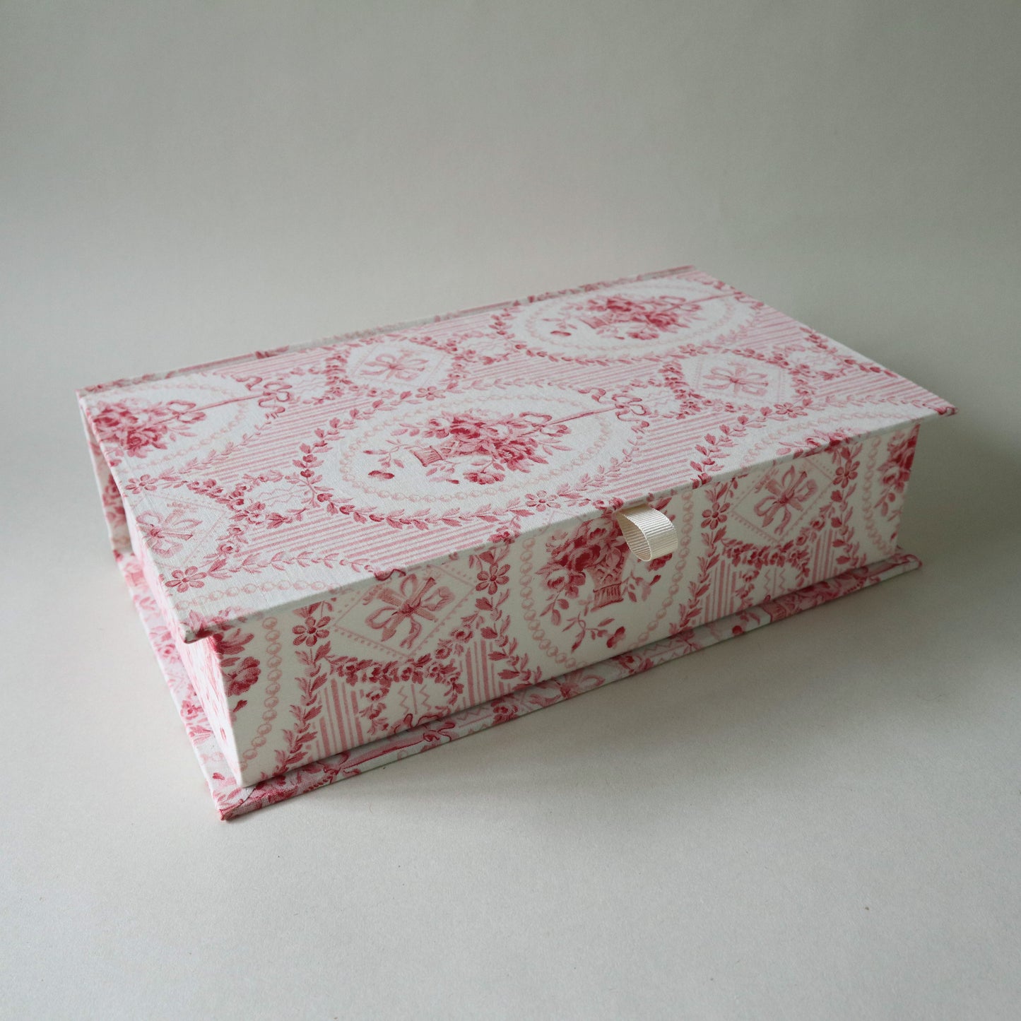 French Vintage Fabric Covered Cartonnage Keepsake Box