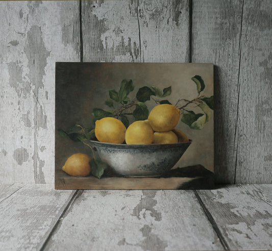 Original Artwork Oil Painting - Still Life Study - Bowl of Lemons