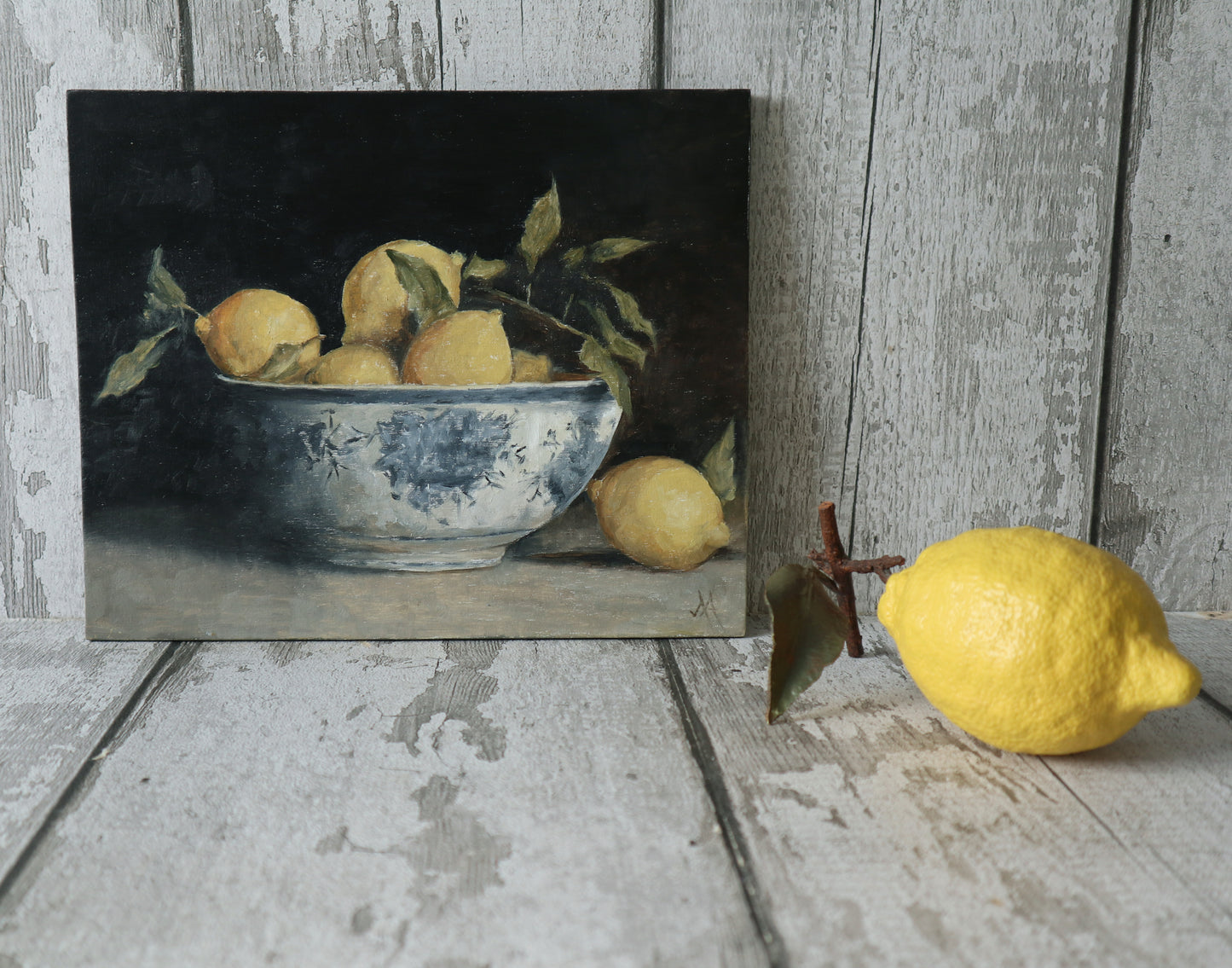 Original Artwork Oil Painting - Still Life Study - Lemons in a Bowl