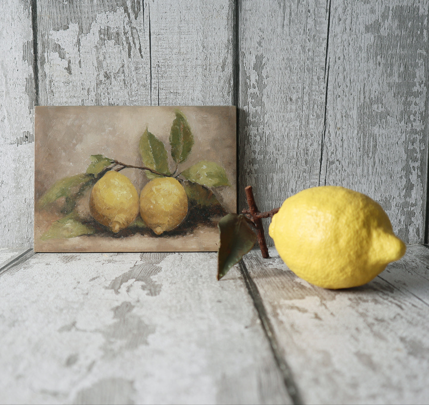 Original Oil Painting - Still Life Study of Amalfi Lemons (light background)