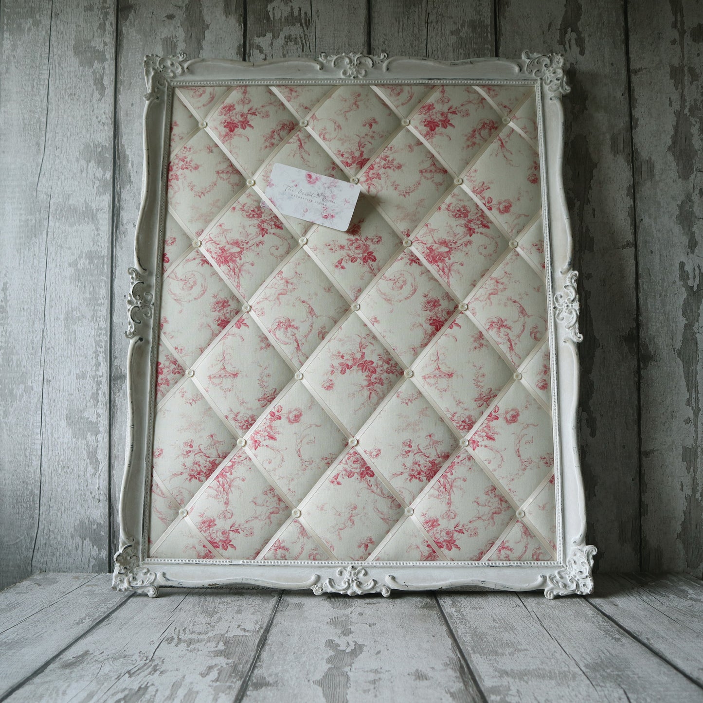 Large Vintage Frame Upholstered Notice Memo Board