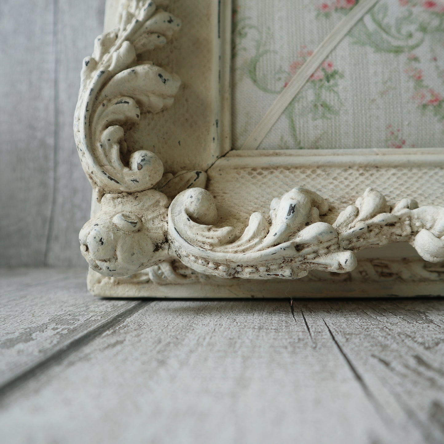 Large Antique Frame Fabric Upholstered Notice Memo Board