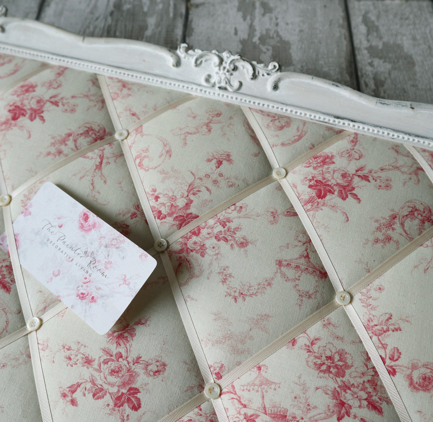 Large Vintage Frame Upholstered Notice Memo Board