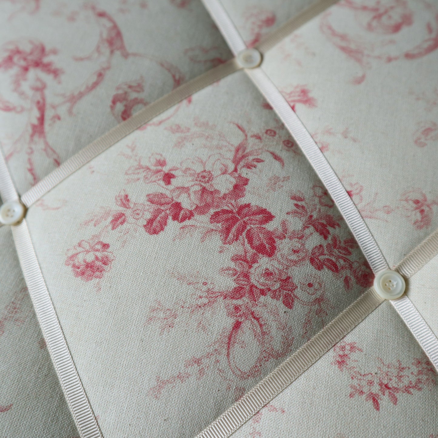 Large Vintage Frame Upholstered Notice Memo Board