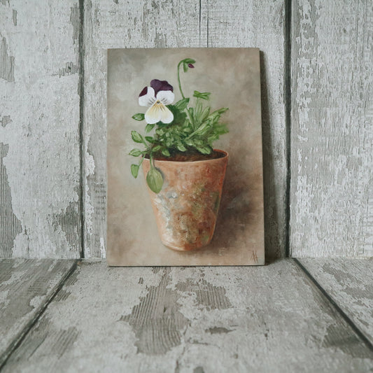 Original Oil Painting From The Potted Floral Collection 'Pansy'