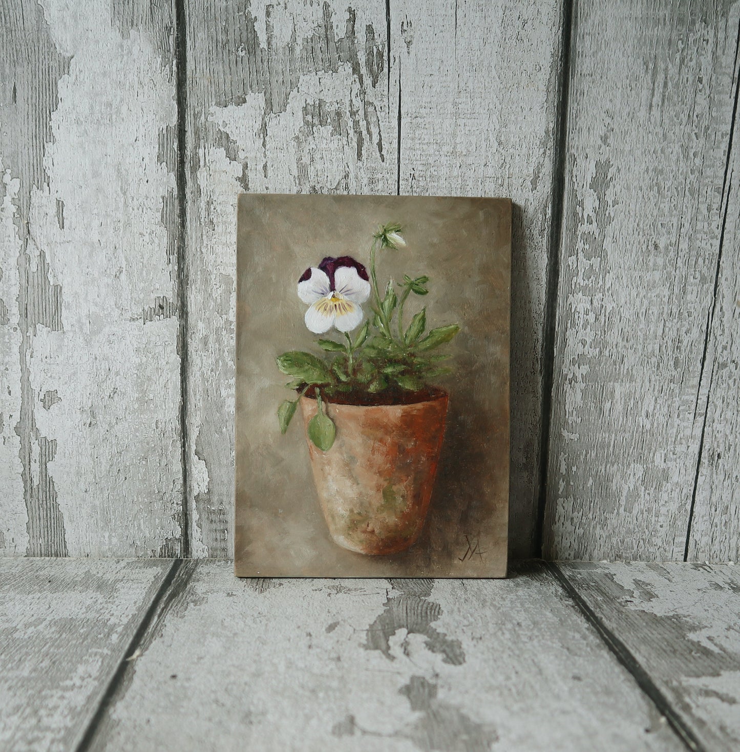 Original Oil Painting From The Potted Floral Collection 'Pansy'