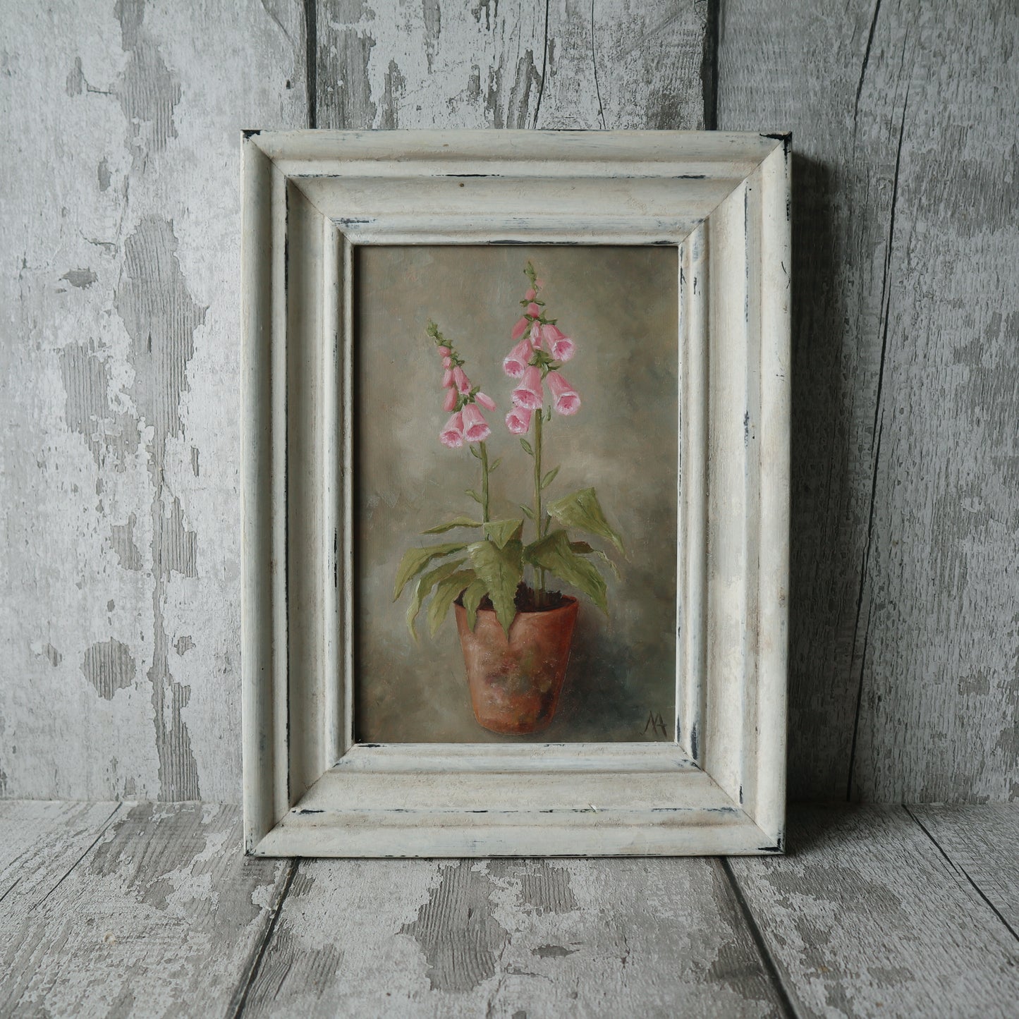 Original Oil Painting From The Potted Floral Collection 'Mini Foxglove' FRAMED