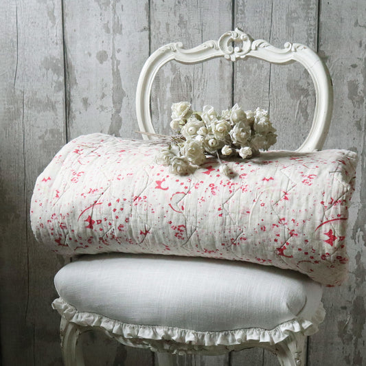 Vintage Faded Double sided/Reversible Cotton Quilt 226cm x 195cm