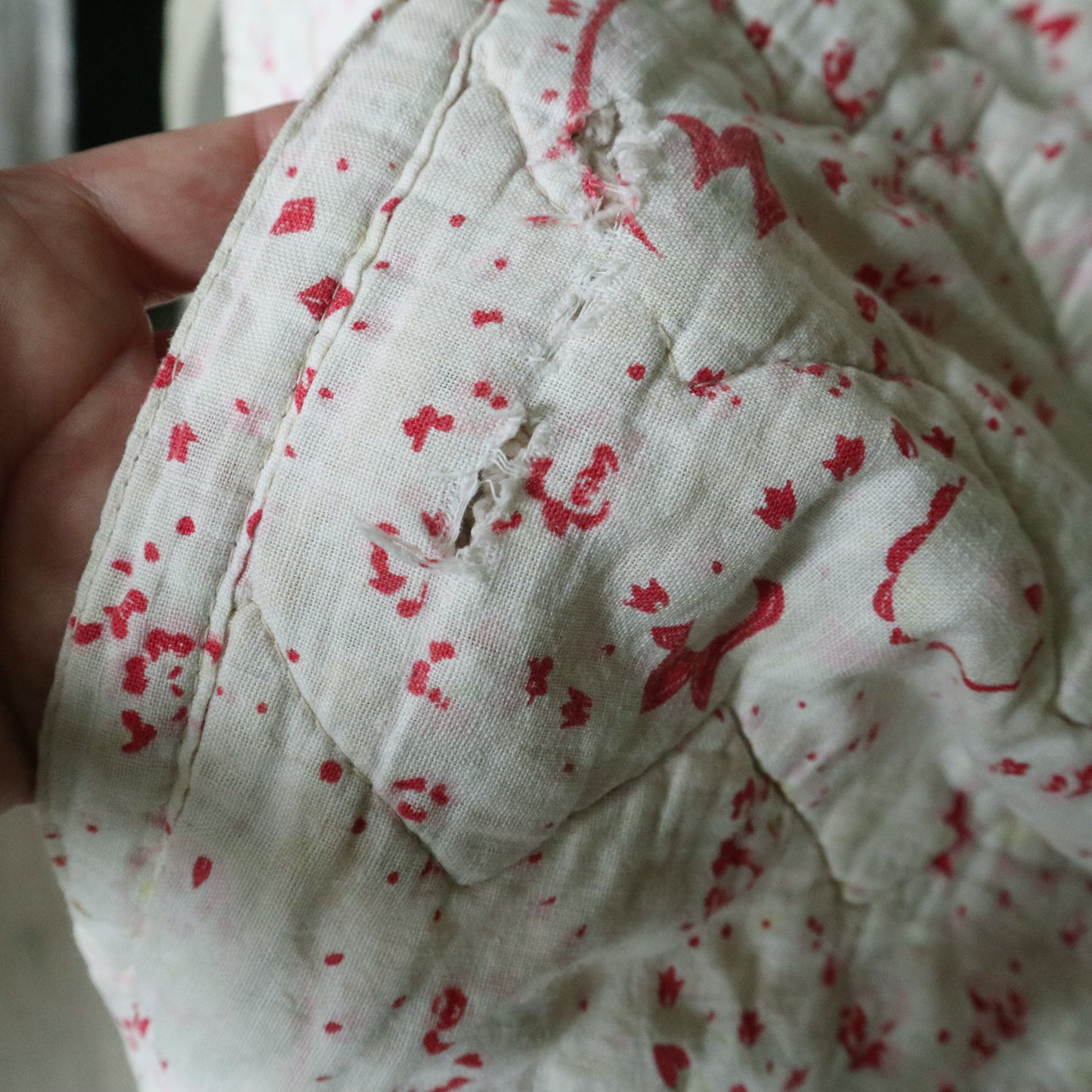 Vintage Faded Double sided/Reversible Cotton Quilt 226cm x 195cm