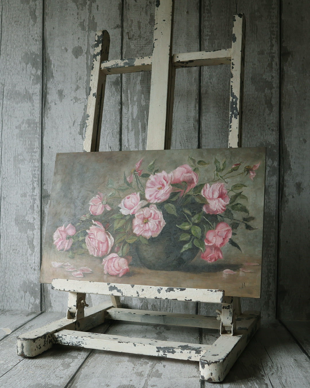 Original Artwork Oil On Board - Still Life Study of Pink Roses