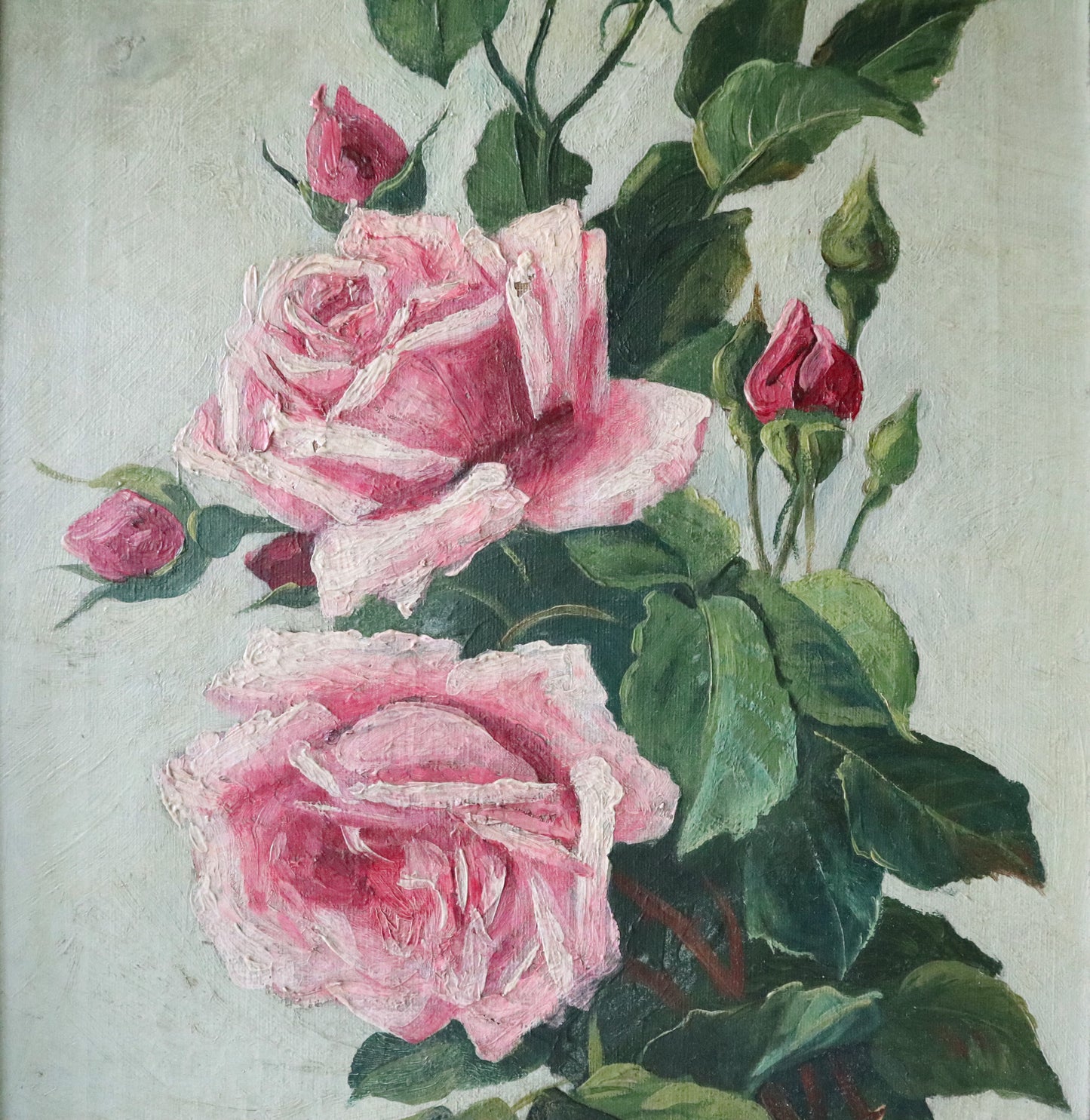 Vintage / Antique Original Oil On Canvas 'Roses' (in the manner of Catherine Klein)