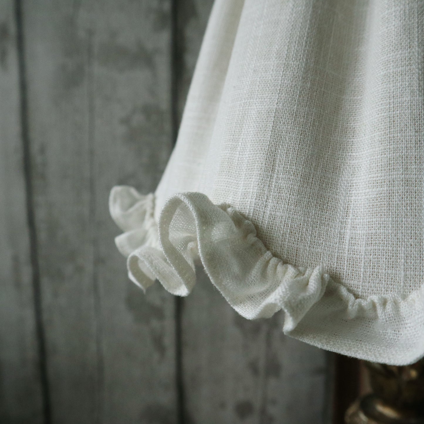 Medium Gathered Textile Lampshade with Scalloped Ruffle Edge Trim