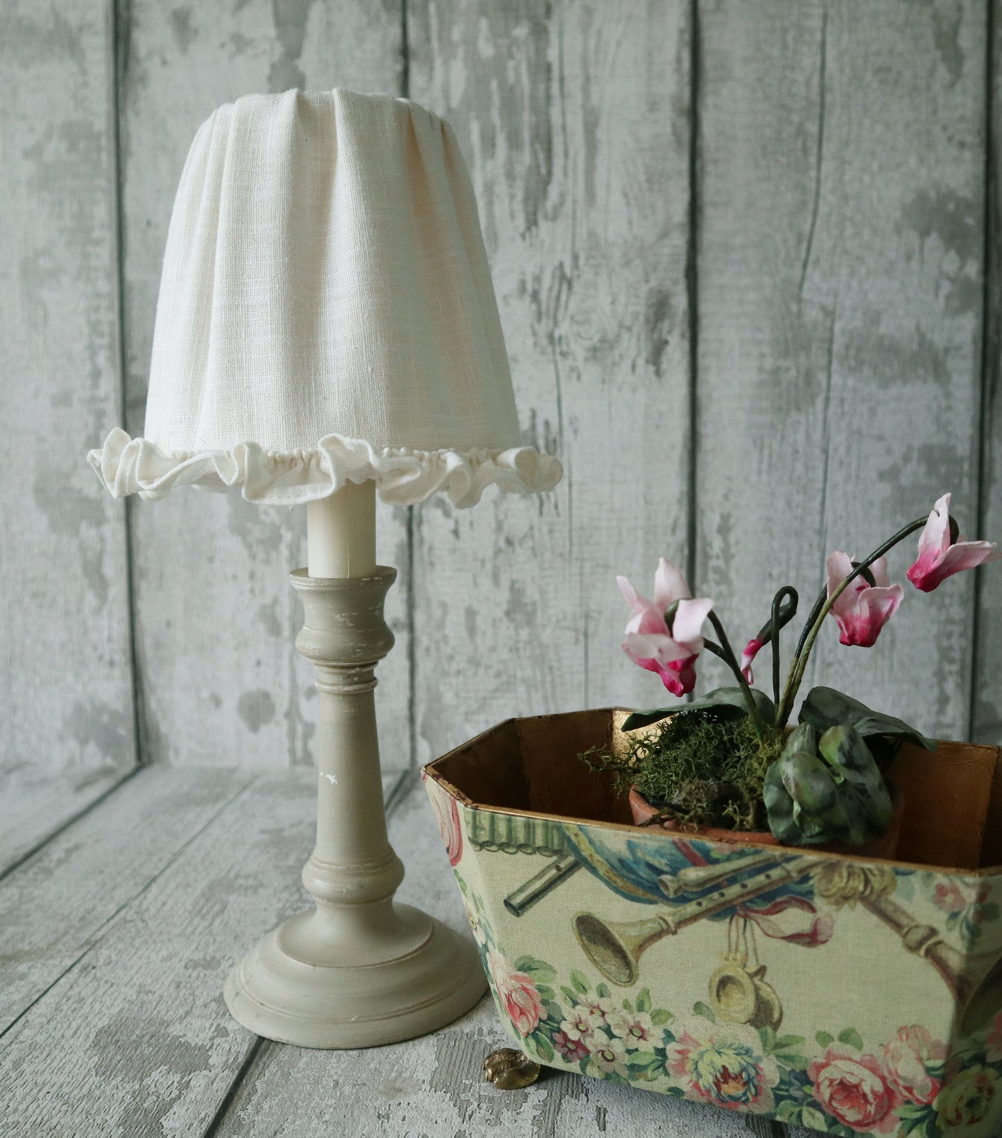 Small Gathered Textile Lampshades with Ruffle Edge/Trim