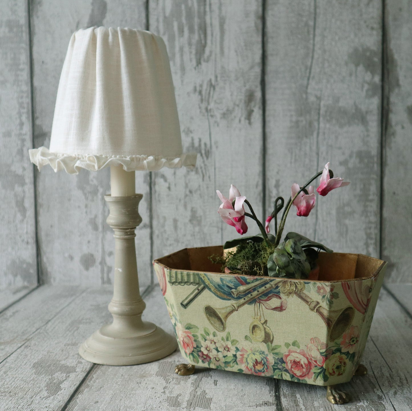 Small Gathered Textile Lampshades with Ruffle Edge/Trim