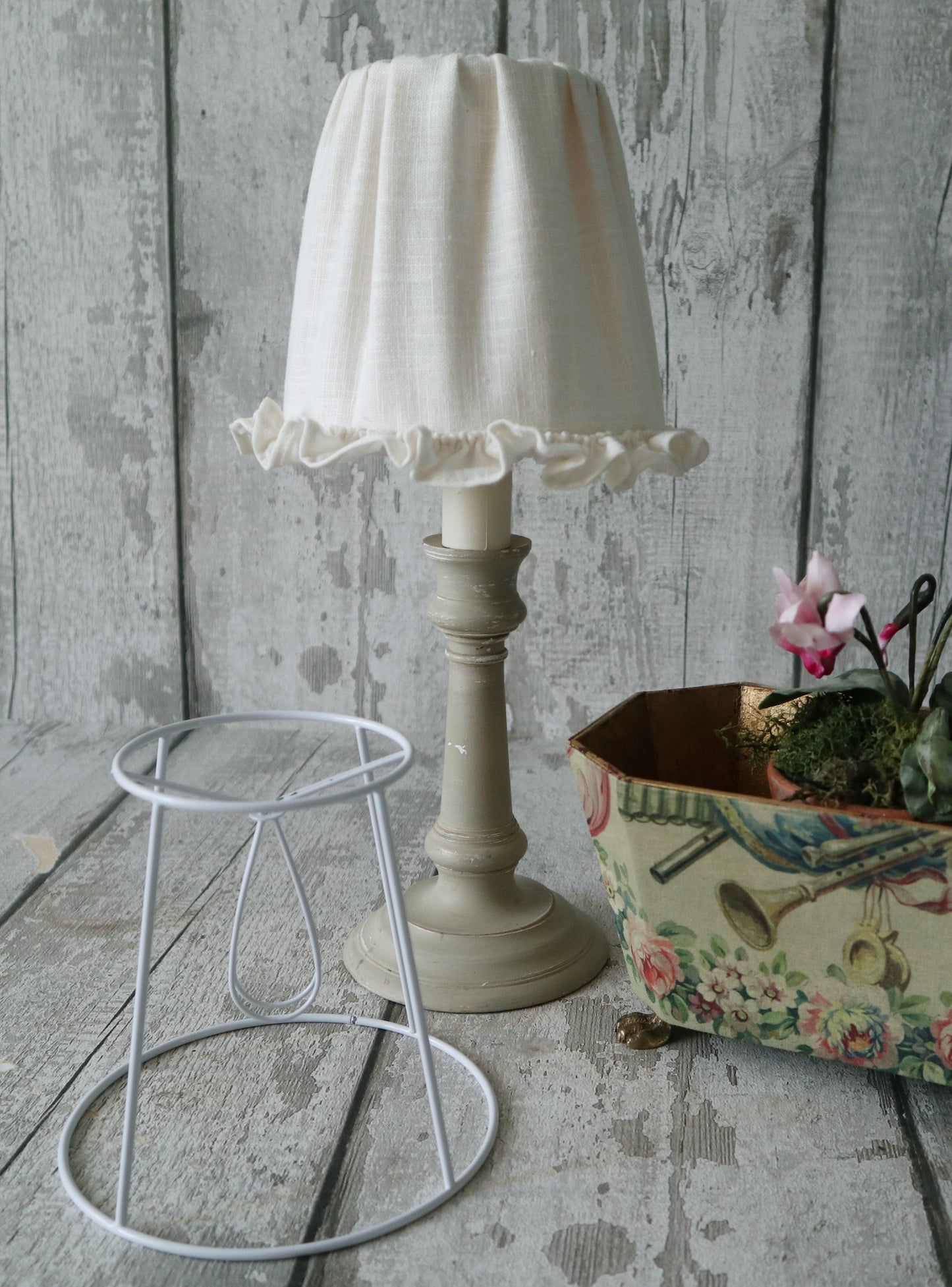 Small Gathered Textile Lampshades with Ruffle Edge/Trim