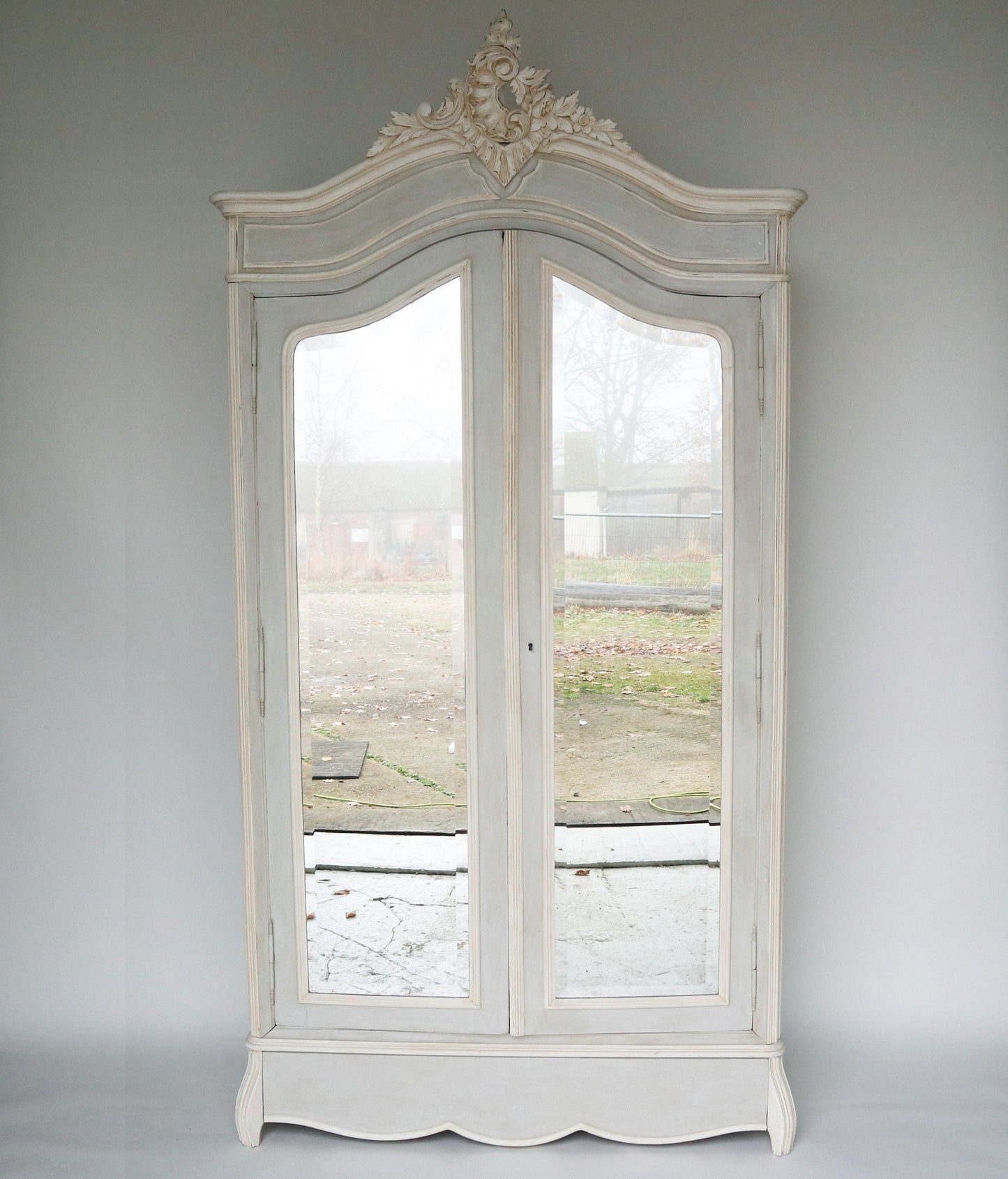 Painted Antique Vintage French Rococo Armoire Wardrobe Linen Cupboard