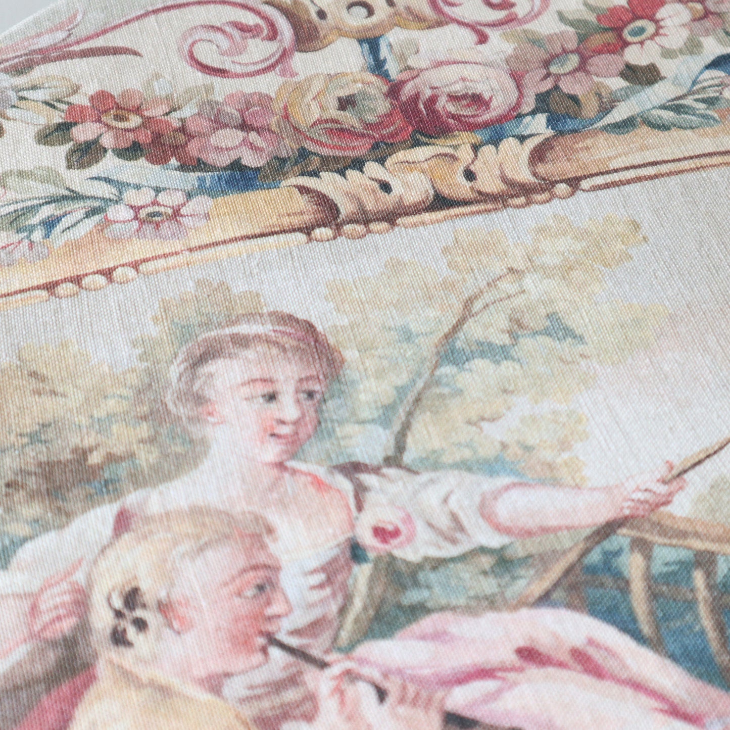 Linen Covered Aubusson Storage Box